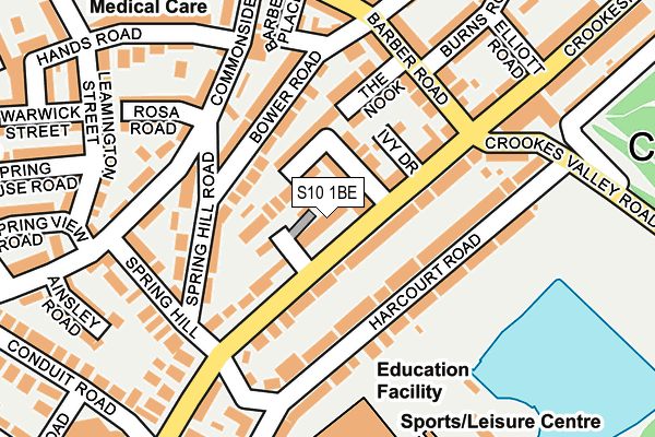 S10 1BE map - OS OpenMap – Local (Ordnance Survey)