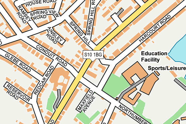 S10 1BG map - OS OpenMap – Local (Ordnance Survey)