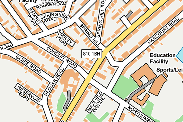 S10 1BH map - OS OpenMap – Local (Ordnance Survey)