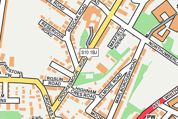 S10 1BJ map - OS OpenMap – Local (Ordnance Survey)