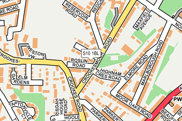 S10 1BL map - OS OpenMap – Local (Ordnance Survey)