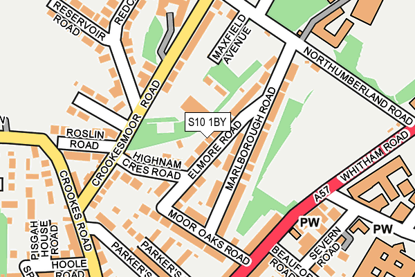 S10 1BY map - OS OpenMap – Local (Ordnance Survey)