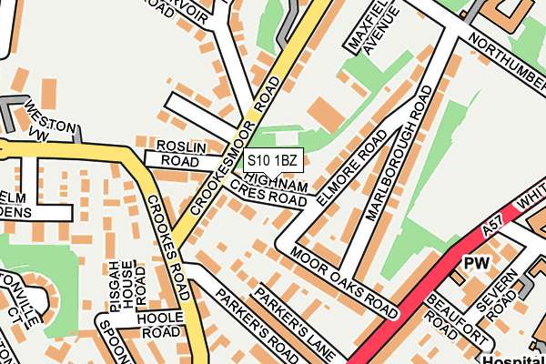 S10 1BZ map - OS OpenMap – Local (Ordnance Survey)