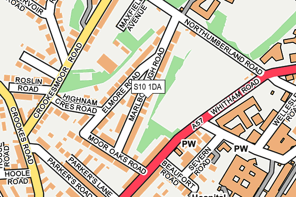 S10 1DA map - OS OpenMap – Local (Ordnance Survey)