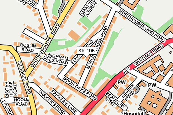 S10 1DB map - OS OpenMap – Local (Ordnance Survey)