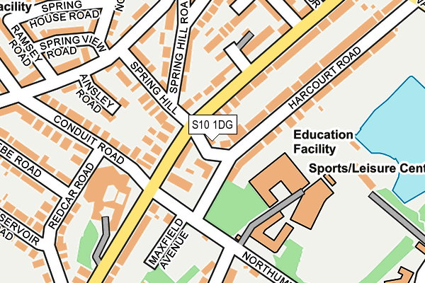 S10 1DG map - OS OpenMap – Local (Ordnance Survey)