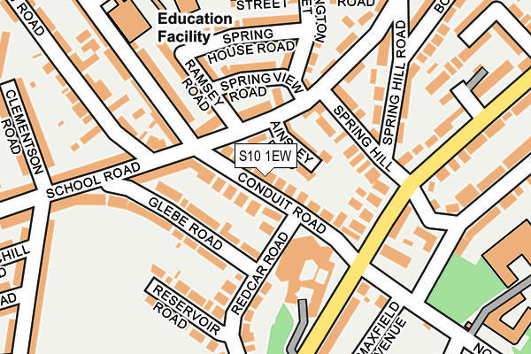 S10 1EW map - OS OpenMap – Local (Ordnance Survey)