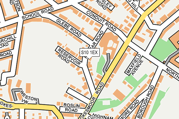 S10 1EX map - OS OpenMap – Local (Ordnance Survey)