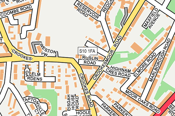 S10 1FA map - OS OpenMap – Local (Ordnance Survey)