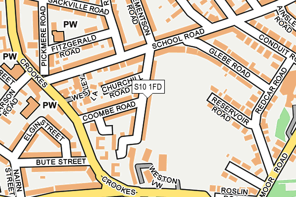 S10 1FD map - OS OpenMap – Local (Ordnance Survey)