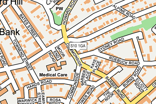 S10 1GA map - OS OpenMap – Local (Ordnance Survey)