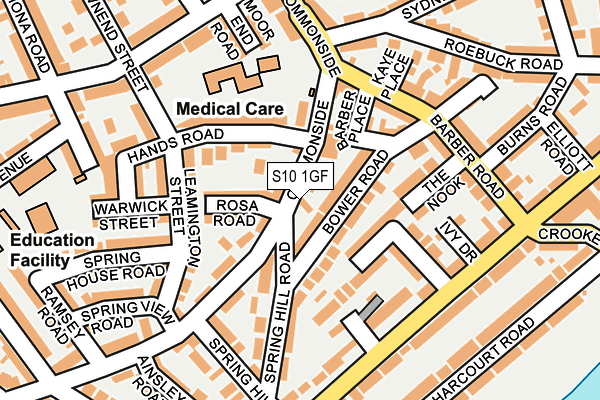 S10 1GF map - OS OpenMap – Local (Ordnance Survey)