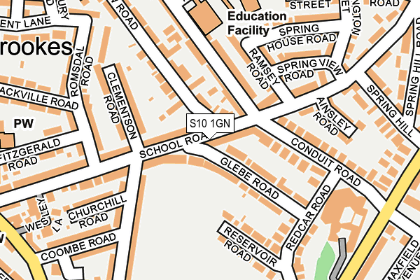 S10 1GN map - OS OpenMap – Local (Ordnance Survey)
