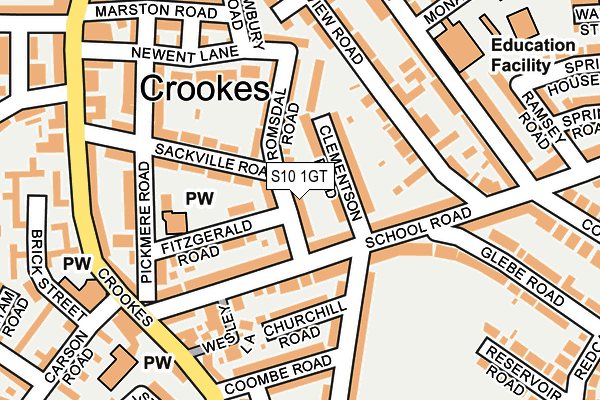 S10 1GT map - OS OpenMap – Local (Ordnance Survey)