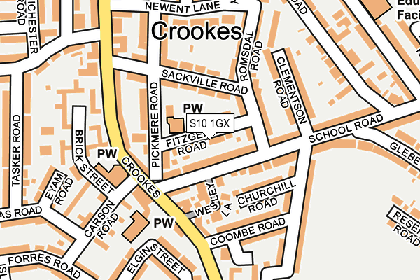 S10 1GX map - OS OpenMap – Local (Ordnance Survey)