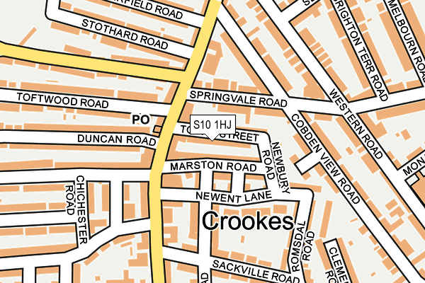 S10 1HJ map - OS OpenMap – Local (Ordnance Survey)