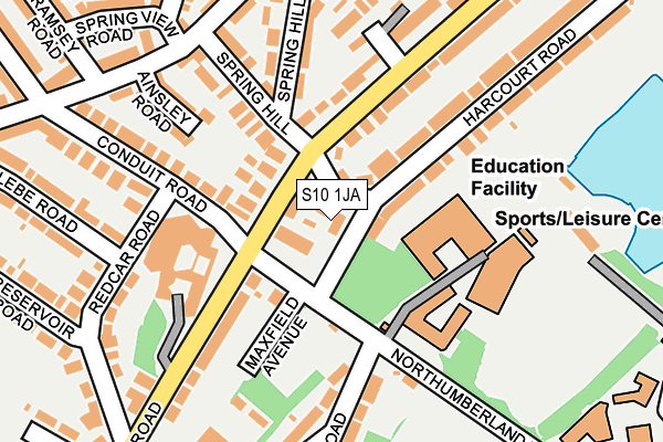 S10 1JA map - OS OpenMap – Local (Ordnance Survey)