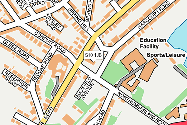 S10 1JB map - OS OpenMap – Local (Ordnance Survey)