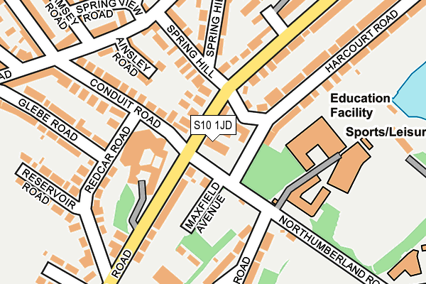 S10 1JD map - OS OpenMap – Local (Ordnance Survey)