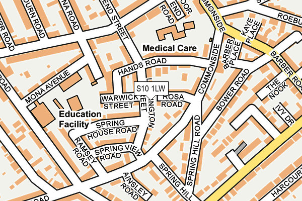 S10 1LW map - OS OpenMap – Local (Ordnance Survey)