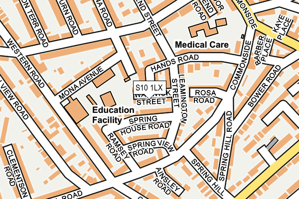 S10 1LX map - OS OpenMap – Local (Ordnance Survey)