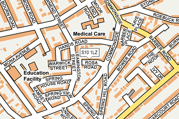 S10 1LZ map - OS OpenMap – Local (Ordnance Survey)
