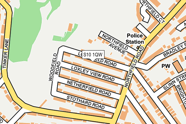S10 1QW map - OS OpenMap – Local (Ordnance Survey)