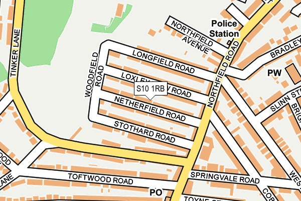 S10 1RB map - OS OpenMap – Local (Ordnance Survey)