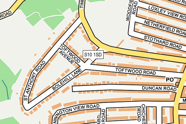 S10 1SD map - OS OpenMap – Local (Ordnance Survey)