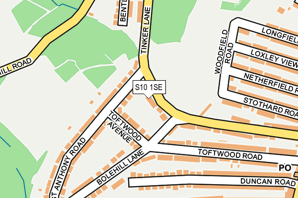 S10 1SE map - OS OpenMap – Local (Ordnance Survey)