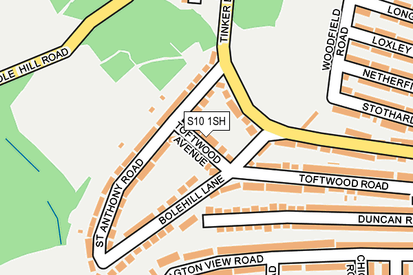 S10 1SH map - OS OpenMap – Local (Ordnance Survey)