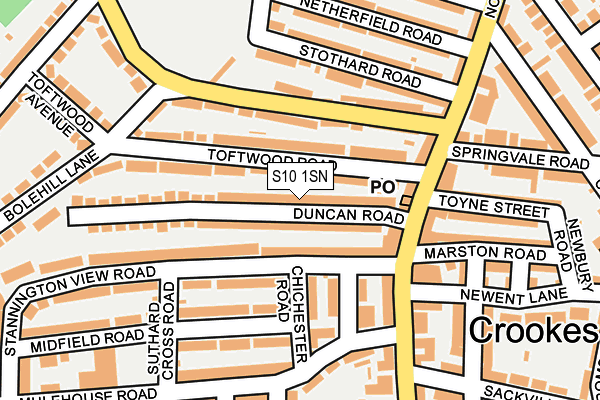 S10 1SN map - OS OpenMap – Local (Ordnance Survey)