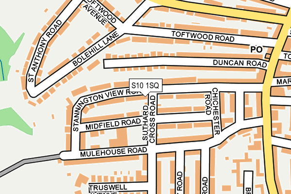 S10 1SQ map - OS OpenMap – Local (Ordnance Survey)