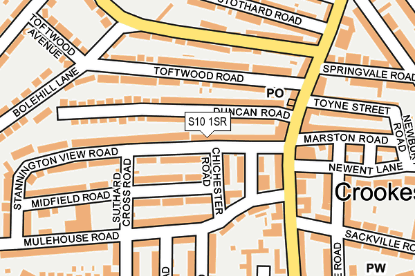 S10 1SR map - OS OpenMap – Local (Ordnance Survey)