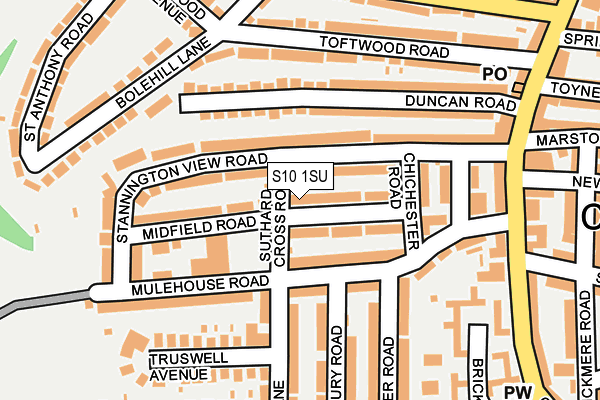 S10 1SU map - OS OpenMap – Local (Ordnance Survey)