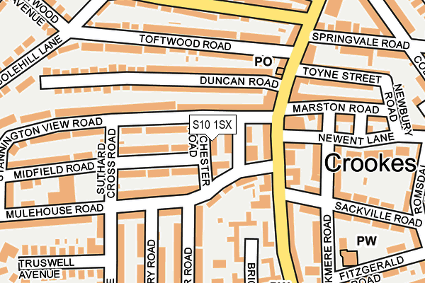 S10 1SX map - OS OpenMap – Local (Ordnance Survey)