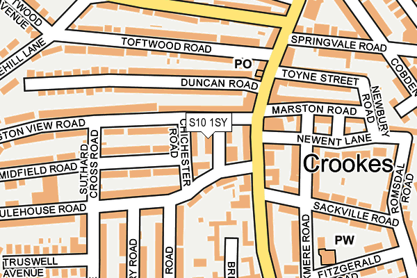 S10 1SY map - OS OpenMap – Local (Ordnance Survey)