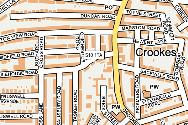 S10 1TA map - OS OpenMap – Local (Ordnance Survey)
