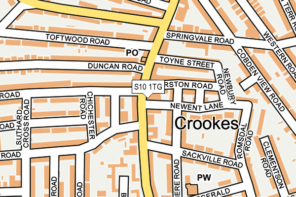 S10 1TG map - OS OpenMap – Local (Ordnance Survey)