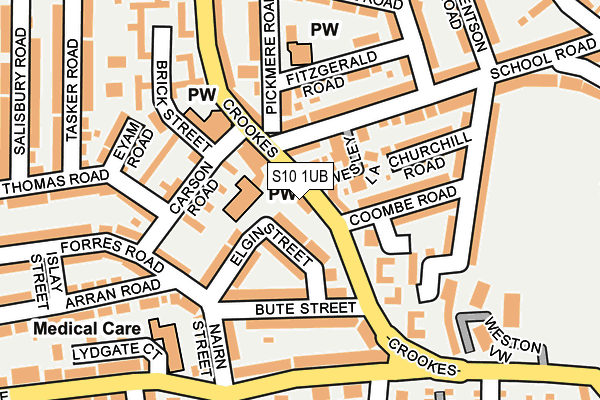 S10 1UB map - OS OpenMap – Local (Ordnance Survey)