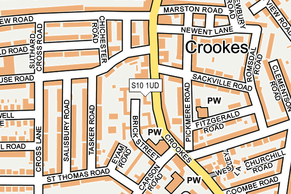 S10 1UD map - OS OpenMap – Local (Ordnance Survey)