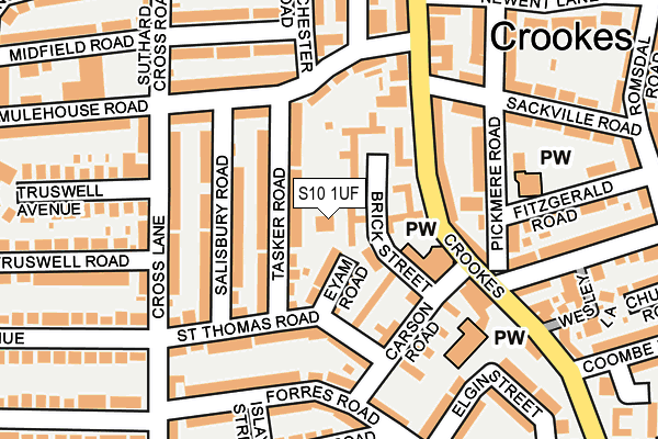 S10 1UF map - OS OpenMap – Local (Ordnance Survey)