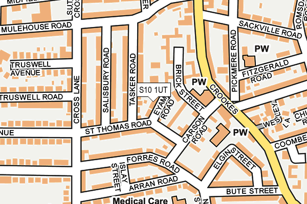 S10 1UT map - OS OpenMap – Local (Ordnance Survey)