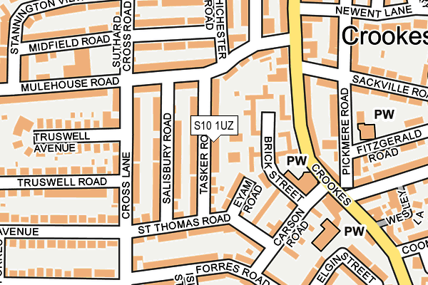 S10 1UZ map - OS OpenMap – Local (Ordnance Survey)