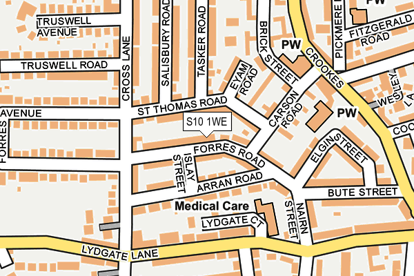 S10 1WE map - OS OpenMap – Local (Ordnance Survey)