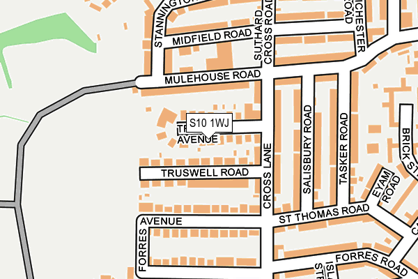 S10 1WJ map - OS OpenMap – Local (Ordnance Survey)