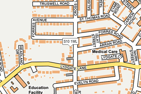 S10 1WL map - OS OpenMap – Local (Ordnance Survey)