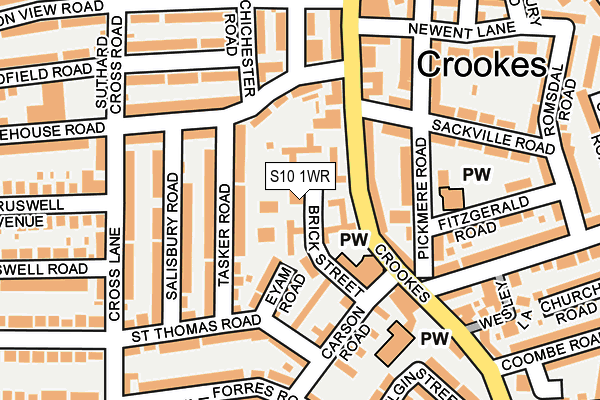 S10 1WR map - OS OpenMap – Local (Ordnance Survey)