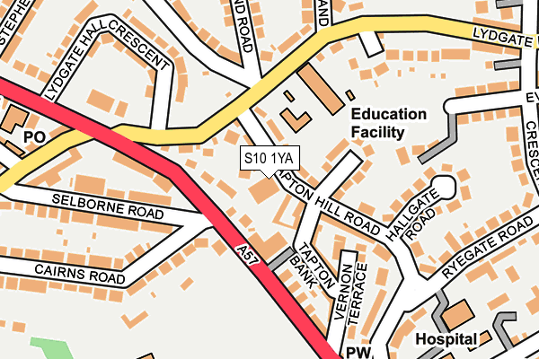 S10 1YA map - OS OpenMap – Local (Ordnance Survey)