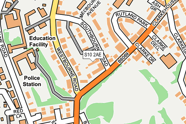 S10 2AE map - OS OpenMap – Local (Ordnance Survey)